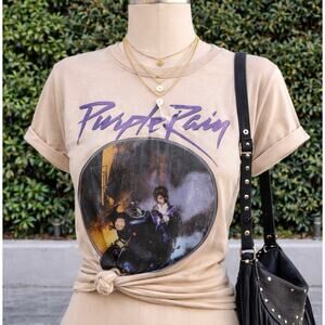 Prince “Purple Rain” Graphic T-Shirt – Worn & Distressed Size S/M – 100% Cotton
